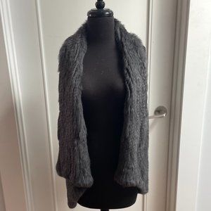 Le Rok Gray Fur vest with knit back size M